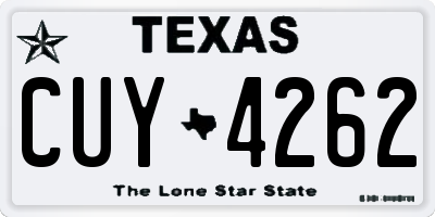 TX license plate CUY4262