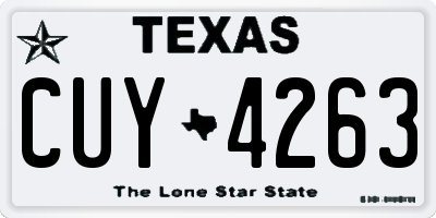 TX license plate CUY4263