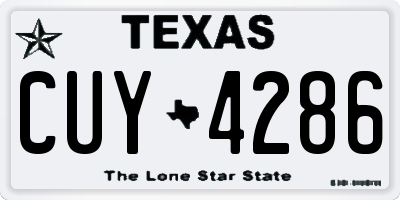TX license plate CUY4286