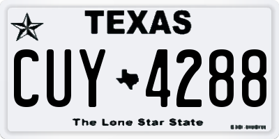 TX license plate CUY4288
