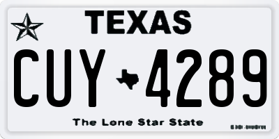 TX license plate CUY4289