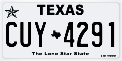 TX license plate CUY4291