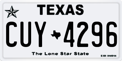 TX license plate CUY4296