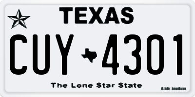 TX license plate CUY4301