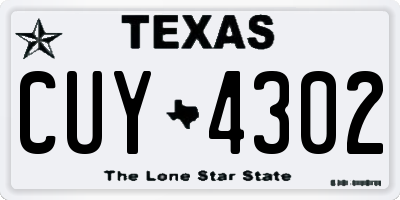 TX license plate CUY4302