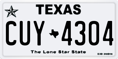 TX license plate CUY4304