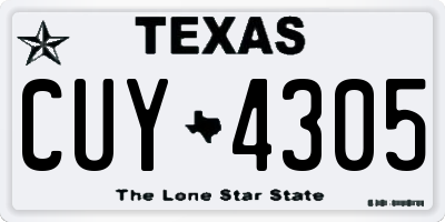 TX license plate CUY4305