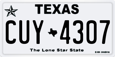 TX license plate CUY4307