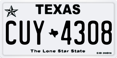 TX license plate CUY4308