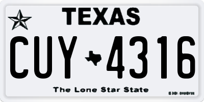 TX license plate CUY4316