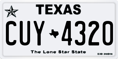 TX license plate CUY4320