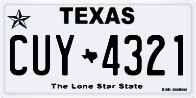 TX license plate CUY4321