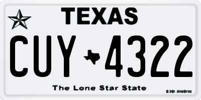 TX license plate CUY4322