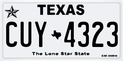 TX license plate CUY4323