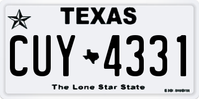 TX license plate CUY4331