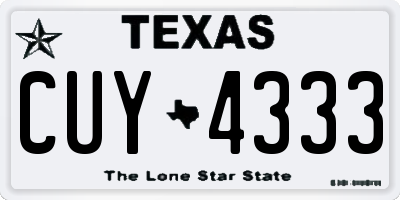 TX license plate CUY4333