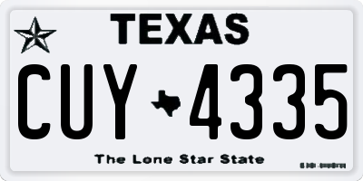TX license plate CUY4335