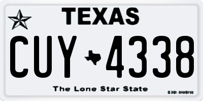 TX license plate CUY4338