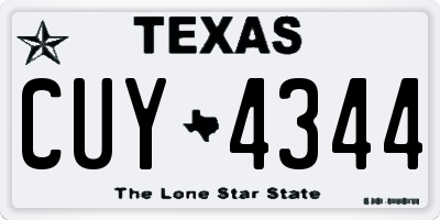 TX license plate CUY4344