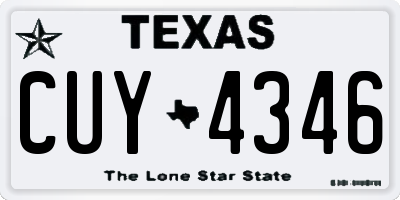 TX license plate CUY4346