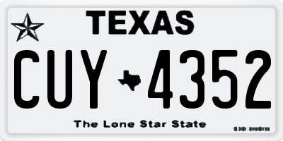 TX license plate CUY4352