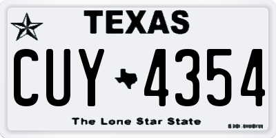 TX license plate CUY4354