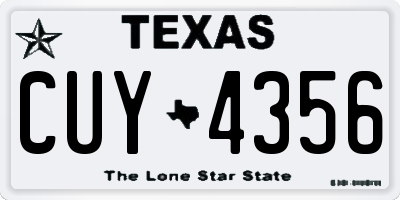 TX license plate CUY4356