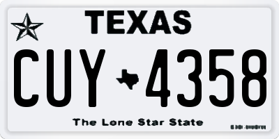 TX license plate CUY4358