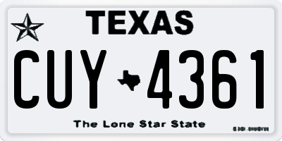 TX license plate CUY4361
