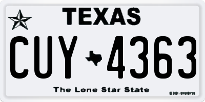 TX license plate CUY4363
