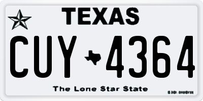 TX license plate CUY4364