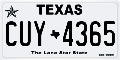 TX license plate CUY4365