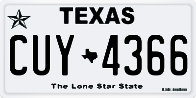 TX license plate CUY4366