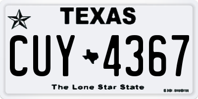 TX license plate CUY4367