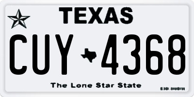 TX license plate CUY4368