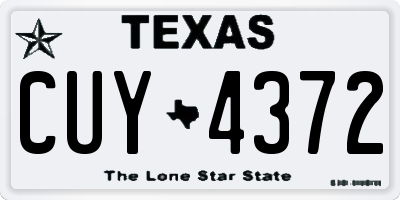 TX license plate CUY4372