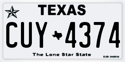 TX license plate CUY4374