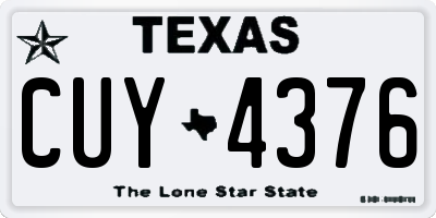 TX license plate CUY4376
