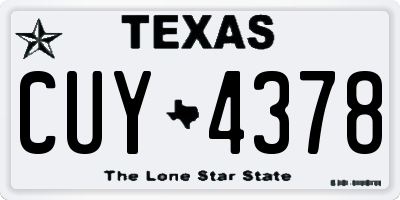 TX license plate CUY4378