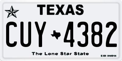 TX license plate CUY4382