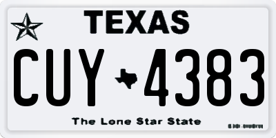 TX license plate CUY4383
