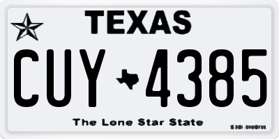 TX license plate CUY4385
