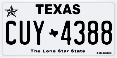TX license plate CUY4388