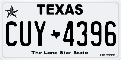 TX license plate CUY4396