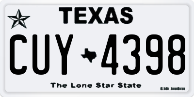 TX license plate CUY4398