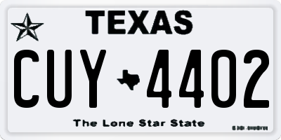TX license plate CUY4402
