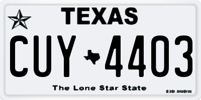 TX license plate CUY4403