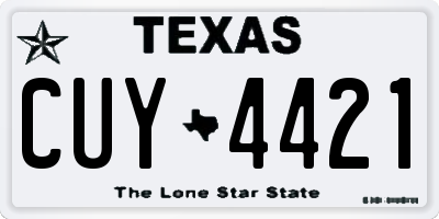 TX license plate CUY4421