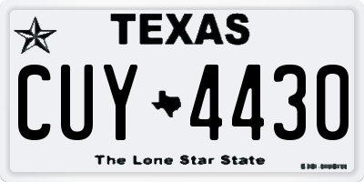 TX license plate CUY4430