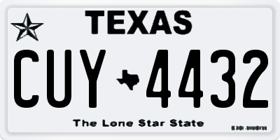 TX license plate CUY4432